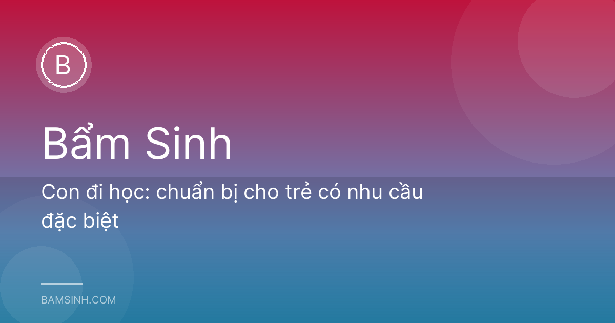 Con đi học: chuẩn bị cho trẻ có nhu cầu đặc biệt